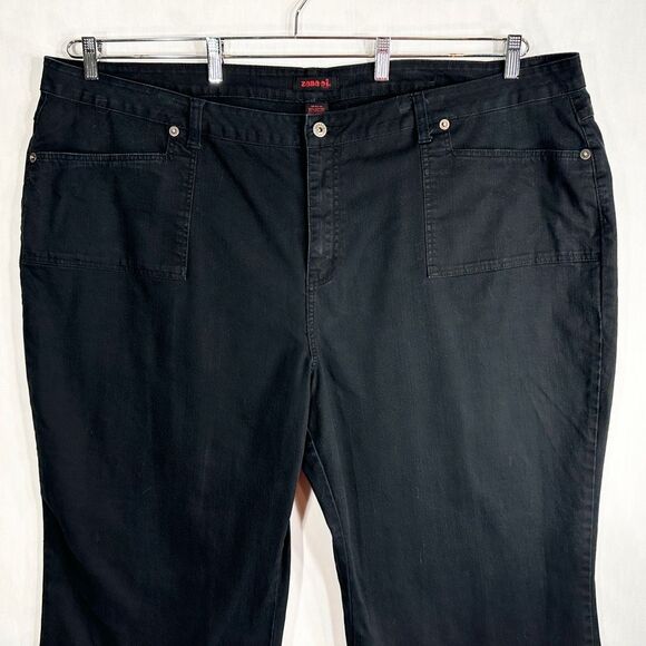 Zana Di Plus Size 30 Jeans Black Wide Leg Flare High Rise Short Inseam Denim 406 - Picture 2 of 11